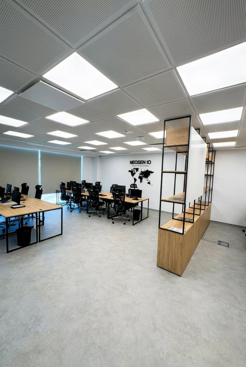 Espace de travail et claustra bois